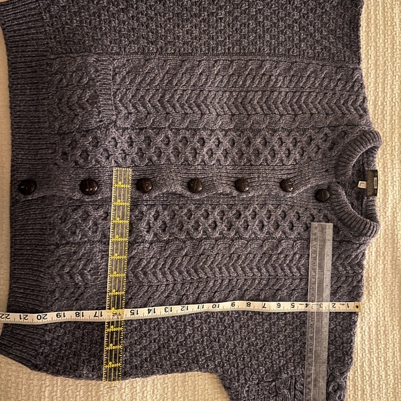 Denim blue Irish wool timeless cardigan - Picture 3 of 4